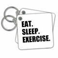 3dRose Key Chains Eat Sleep Exercise. Gifts for gym bunny or keep fit fitness enthusiast (kc-180400-1)