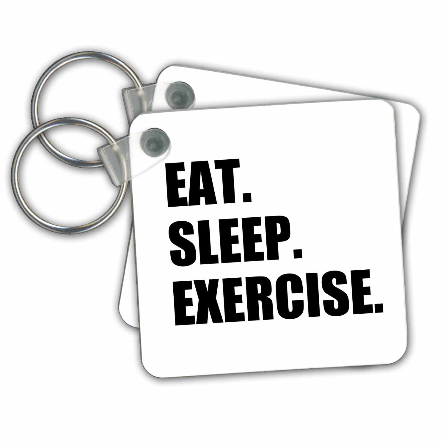 3dRose Key Chains Eat Sleep Exercise. Gifts for gym bunny or keep fit fitness enthusiast (kc-180400-1)
