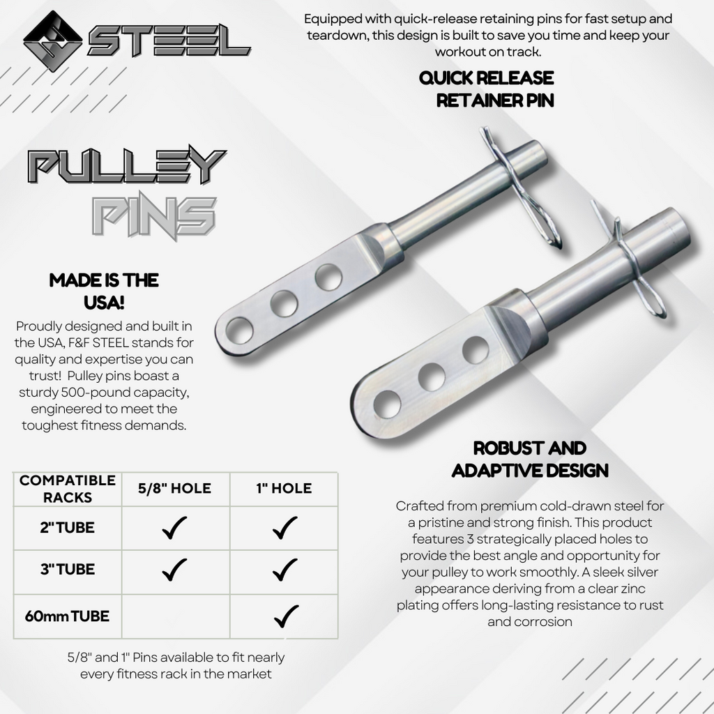 Rack Pulley Pin - Fits 2" & 3" Racks With 5/8" or 1" Hole